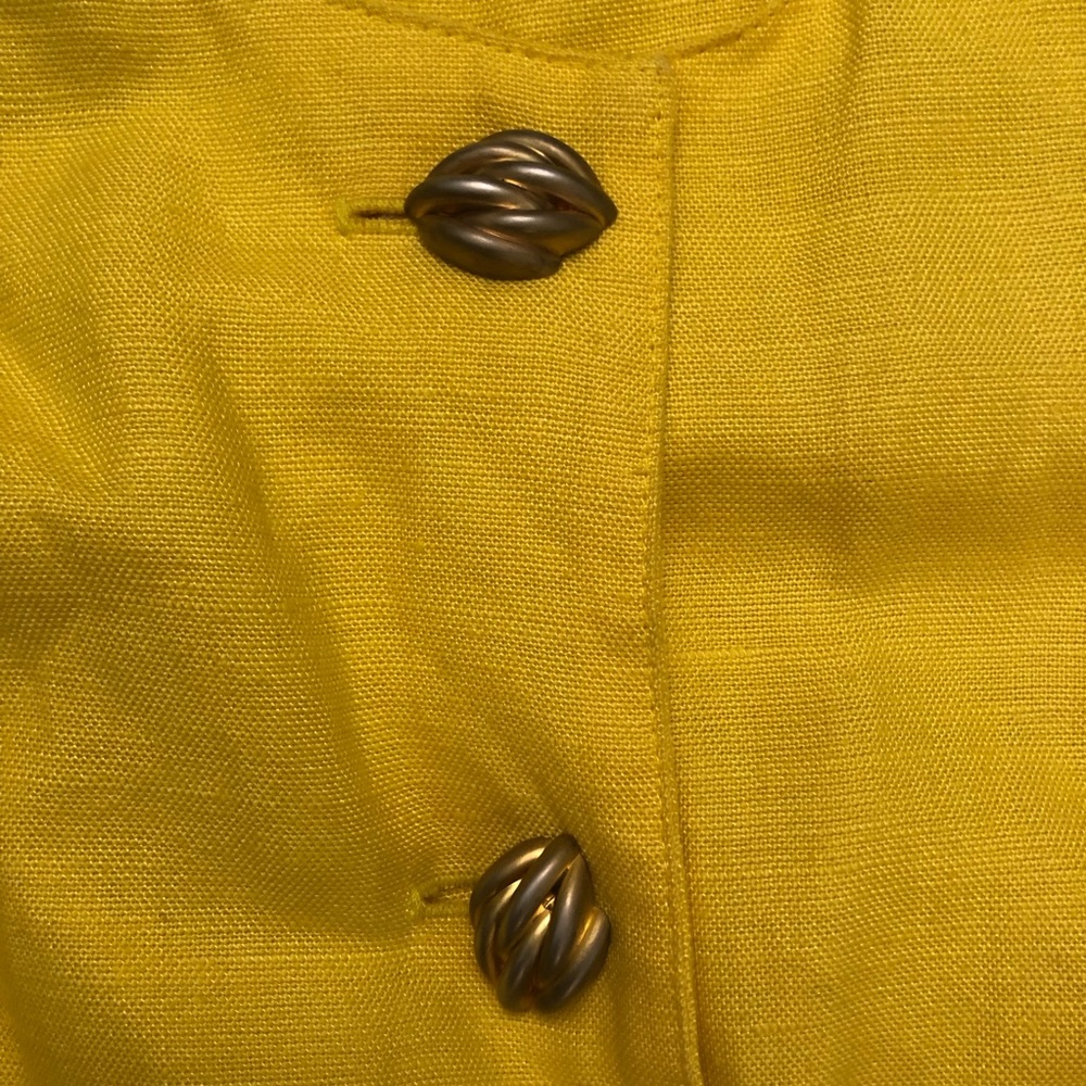 Geary Roark Kamisato Linen Blend Racerback Yellow Sleeveless Button Down Dress 8 - Picture 4 of 13